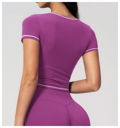 Yoga Shirts Women Sports T-Shirts Fitness Yoga Short Sleeve Gym Workout Top Running Active Shirts Female Push Up Sports T-shirts