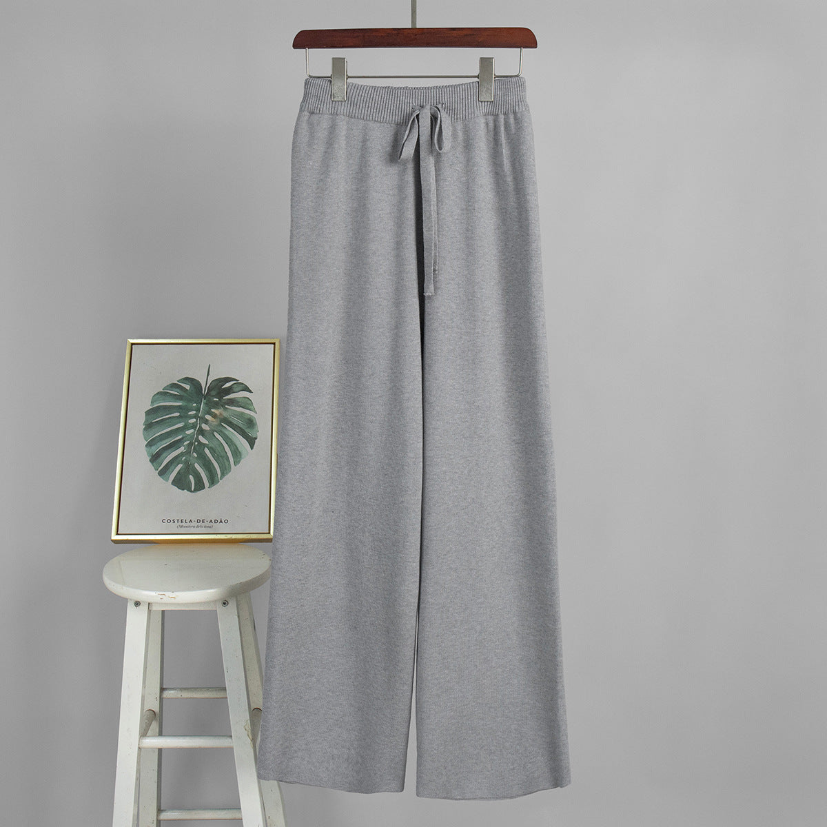 Women Cotton Knitted Cardigan Wide Leg Pants Suit Autumn and Winter Lady  Fashion Loose Daily Office Jacket Straight Pants 2Pcs