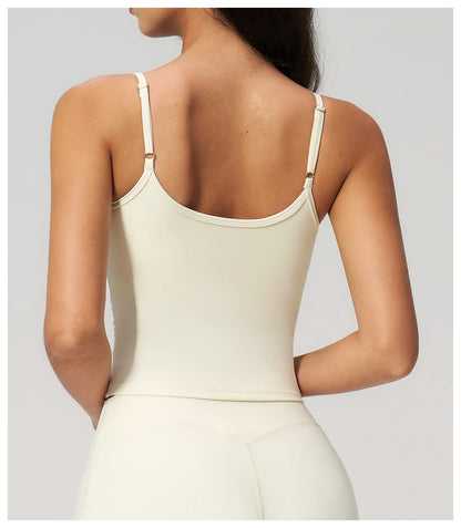 Hearuisavy Women Shockproof Sexy Yoga Tank Top Running Gym Vest Removable Breast Pads Fitness Quick Dry Sports Sleeveless Top