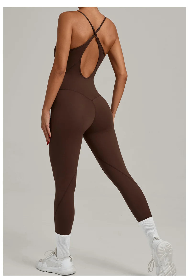 TRY TO BN Sports Jumpsuit Yoga Cross Adjustable Shoulder Straps Fitness Workout Bodysuit One Piece Sportswear Gym Women Clothing