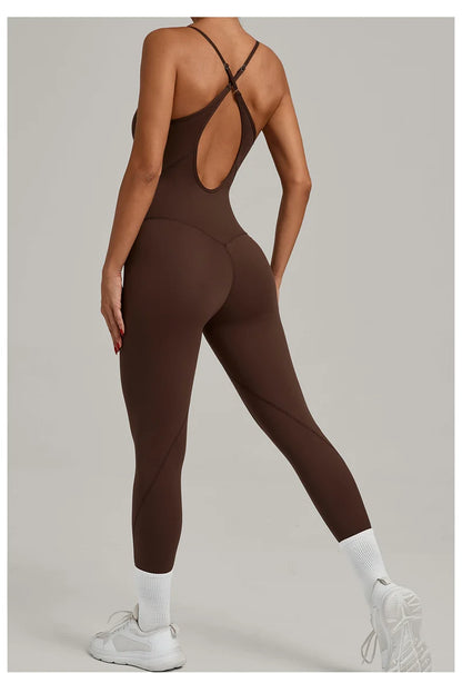 TRY TO BN Sports Jumpsuit Yoga Cross Adjustable Shoulder Straps Fitness Workout Bodysuit One Piece Sportswear Gym Women Clothing