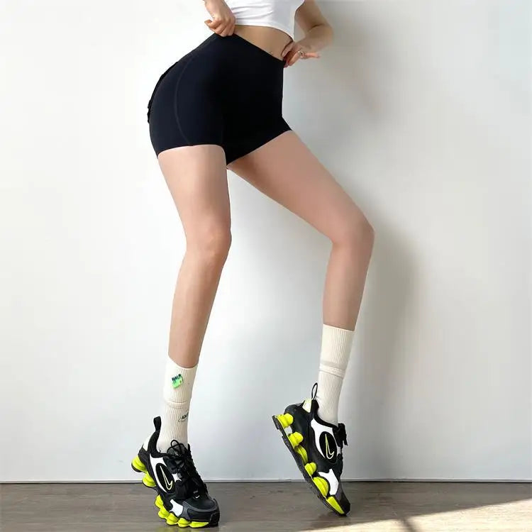TRY TO BN Women Sport Shorts Pockets Gym Sexy High Waist Workout Push Up Booty Scrunch Biker Shorts Pants Fitness Cycling Tights