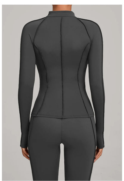 SWELTERING Women Yoga Shirts Sports Jacket Zip Fitness Long Sleeve Workout Cycling Shirts Gym Quick Dry Outdoor Top Sportswear
