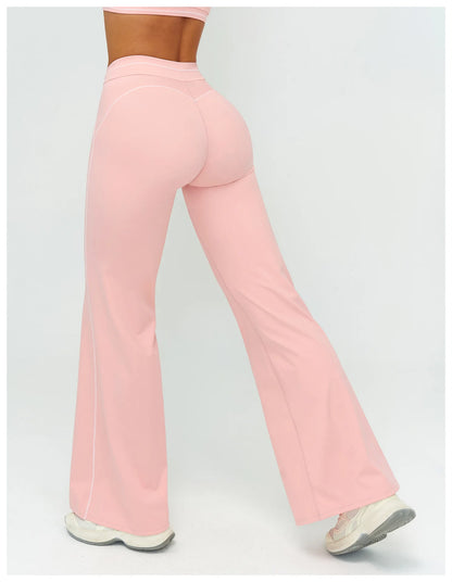 High Waist Yoga Wide Leg Pants Women Gym Fitness Bell-bottoms Pants Push Up Sports Trousers Female Casual Workout Flared Pants