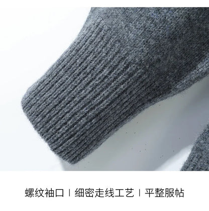 100% Merino Wool Men's Lapel Collar Knit Cardigan Coat 2025 Spring/ Autumn New POLO Neck Business Casual Cashmere Jacket Sweater