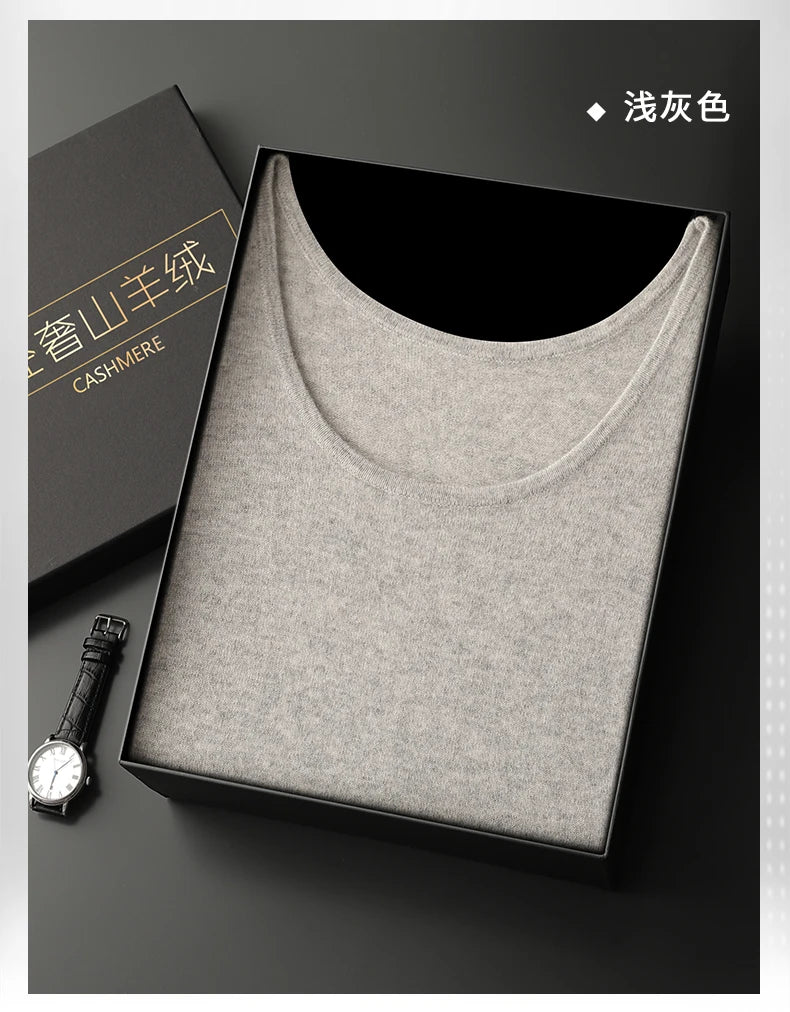 DjzDsm 2025 New H-Shaped Vest Men's Clothing 100% Pure Cashmere Pullover Solid Color Daily Interior Wear Suspender Knit Sweater