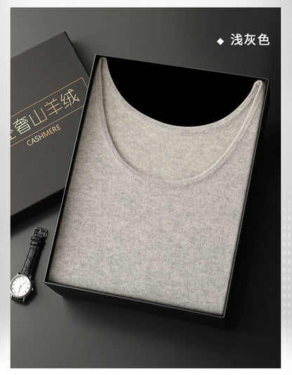 DjzDsm 2025 New H-Shaped Vest Men's Clothing 100% Pure Cashmere Pullover Solid Color Daily Interior Wear Suspender Knit Sweater