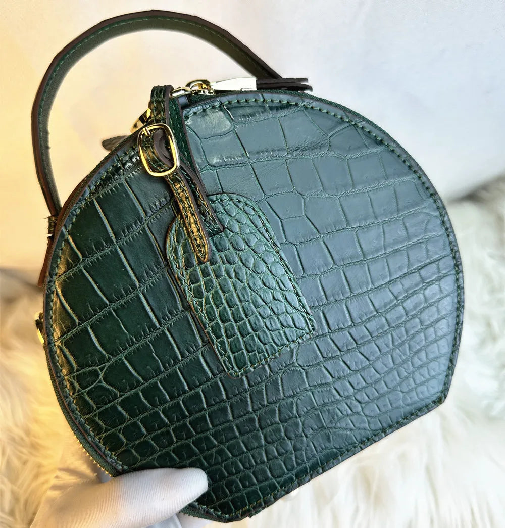 Authentic crocodile leather women's handbag real crocodile leather women's round shoulder bag fashion wallet