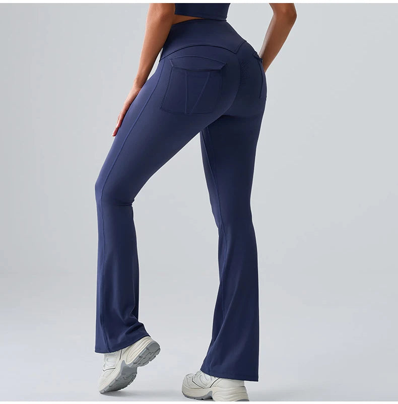 Flares Leggings Women Bell-bottoms Sports Yoga Leggings High Waist Tights Scrunch Butt Yoga Flares Pants Push Up Gym Leggings