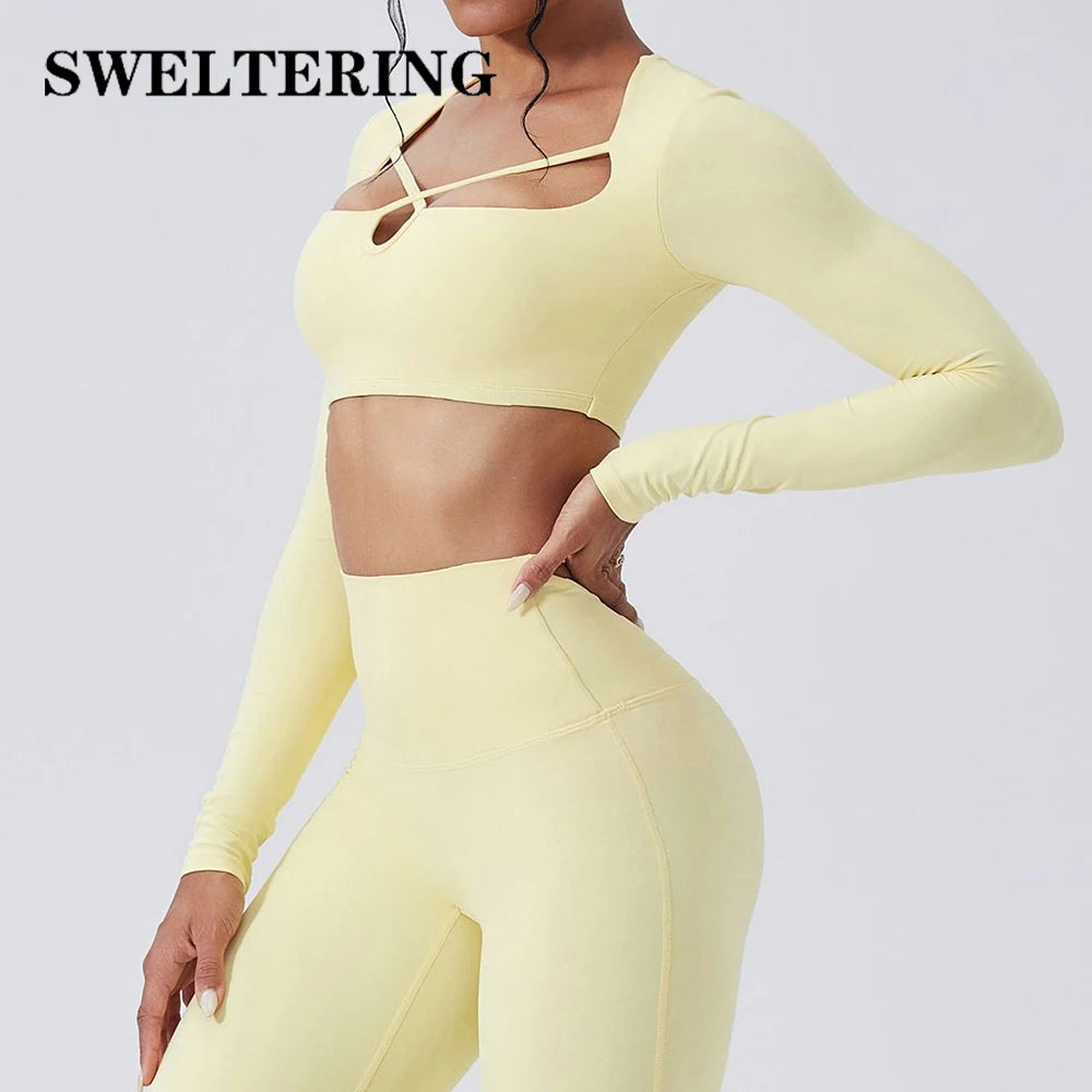 Women's Yoga Long Sleeved Sports T-Shirt Running Workout Gym Fitness Top Yoga Shirt Female Sports Long Sleeved Sportswear