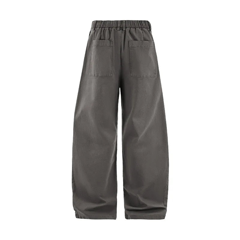 Custom LOGO men's clothing 98% cotton pleated tooling wide-leg pants autumn new loose casual men's trousers