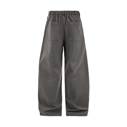 Custom LOGO men's clothing 98% cotton pleated tooling wide-leg pants autumn new loose casual men's trousers