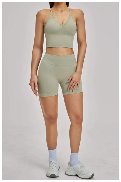 TRY TO BN Seamless Women's Tracksuit Shorts Yoga Set High Waisted Sportswear Fitness Workout Leggings Cycling Running Gym Shorts