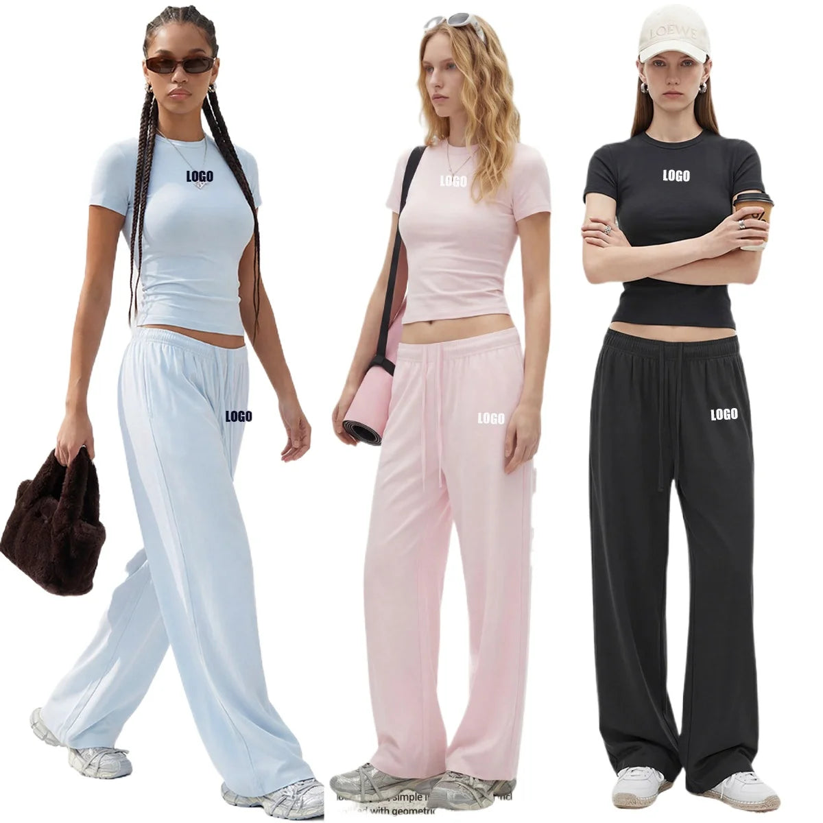 Custom LOGO women's spring summer new 200G high-elastic short slim-fit short-sleeved trousers casual sports two-piece set