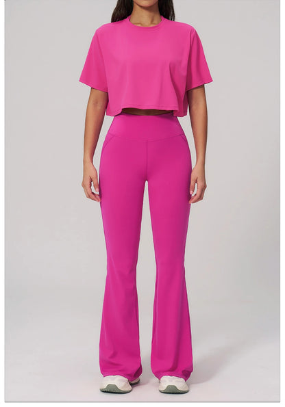 Custom LOGO women's yoga clothes, short sleeves, tight quick-drying trousers, fitness clothes, high-intensity sports suits