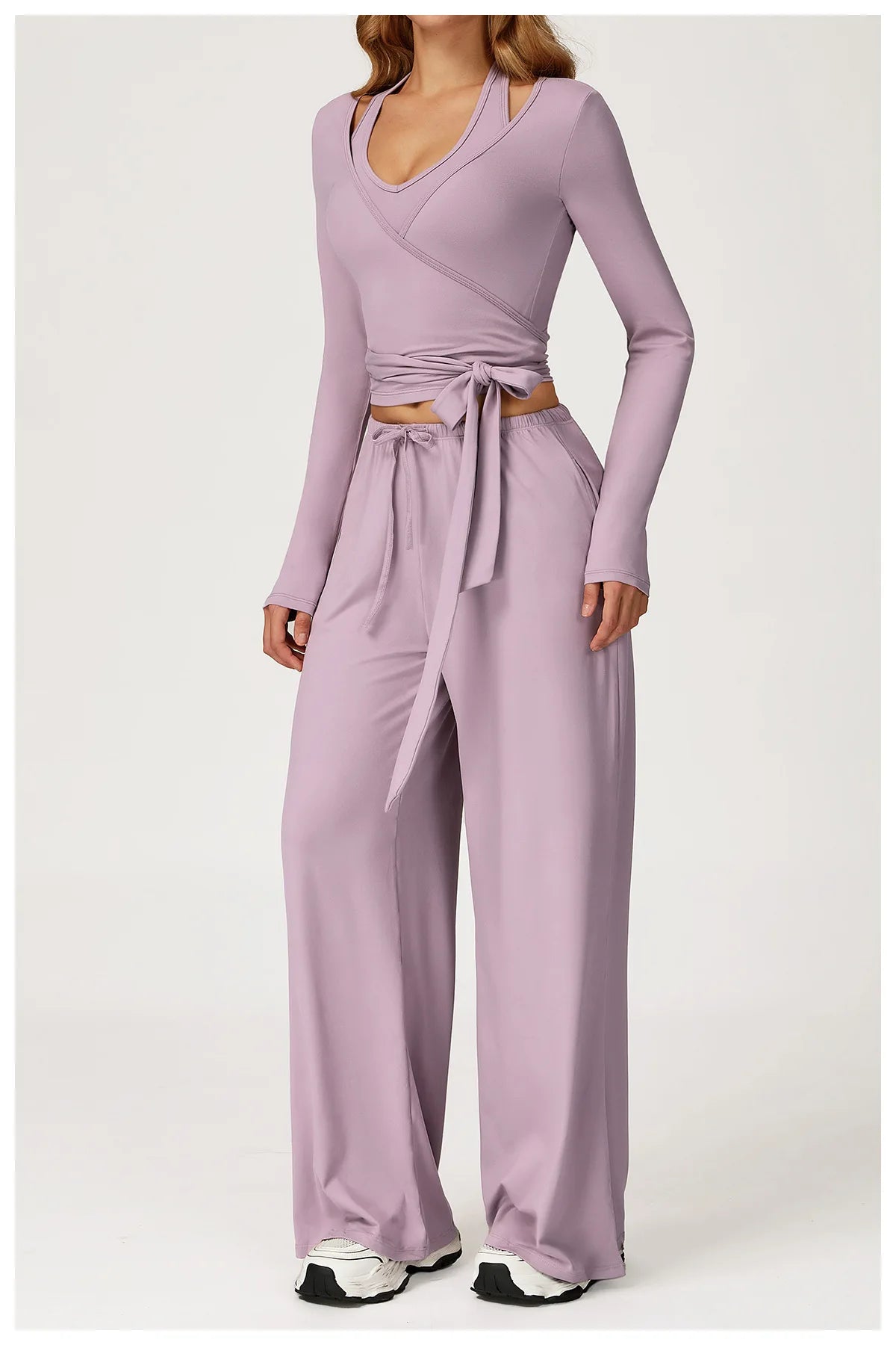 2/3PCS Fitness Suit Women Deep V Yoga Bra Flared pants Sports Suit Gym Tracksuits Female High Waist Bell Bottom Athletic Wear