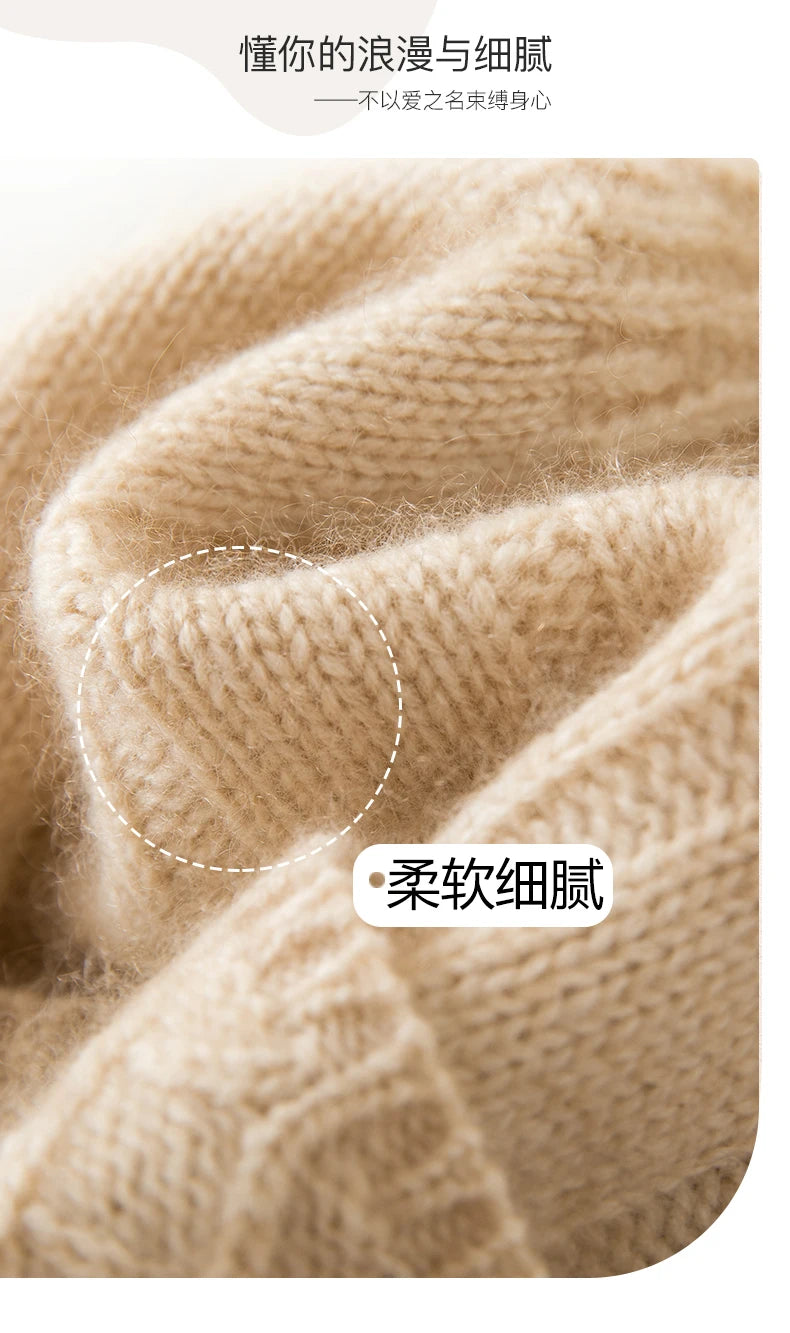 Thickened Outdoor Hat Autumn And Winter Men's And Women's Pullover 100%cashmere Hat With Groove Strip Casual And Warm Woolen Hat