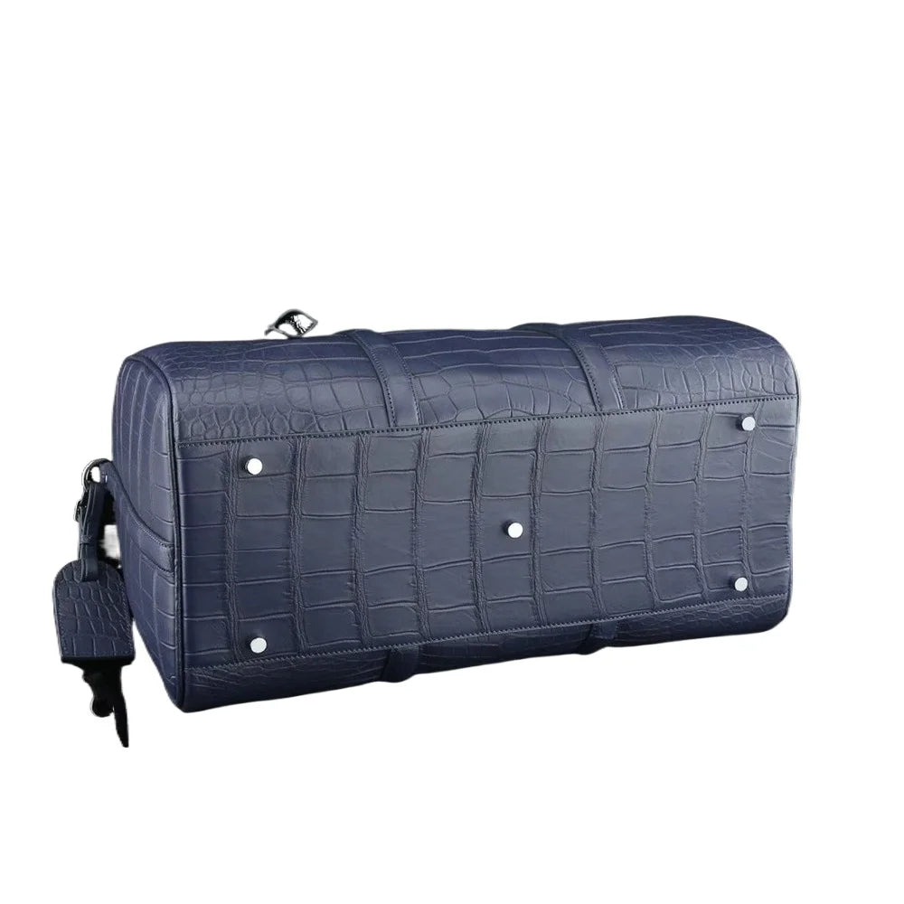 Authentic exotic crocodile belly leather men's large travel handbag real crocodile leather men's fashion luxury shoulder bag