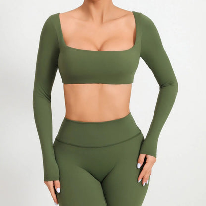 Women Yoga Shirts Crop Top Sexy Long Sleeves Shirts for Women Yoga Sports Fitness Sport Gym Clothes Running Push Up Workout Tops