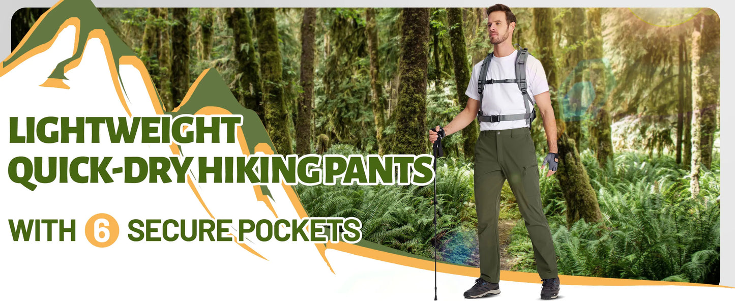 TACVASEN Lightweight Hiking Pants Mens Quick Dry Cargo Work Pants Nylon Waterproof Outdoor Trekking Fishing Pants Male Trousers