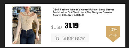 DEAT Fashion Folds Design Sense Jeans Women's High Waist Loose Wide Leg Blue Denim Pants Summer New Tide 7AB9503