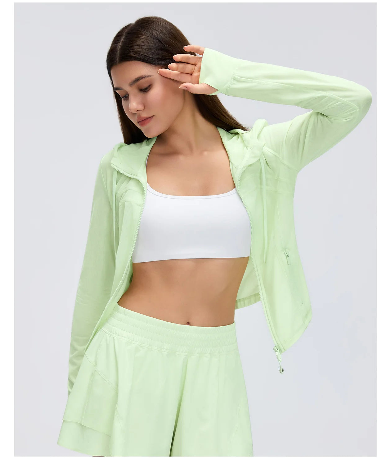 Custom LOGO Women's Spring Autumn Mesh Breathable Yoga Suit Sports Riding Quick Drying Running Fitness Belt Pocket Jacket Top