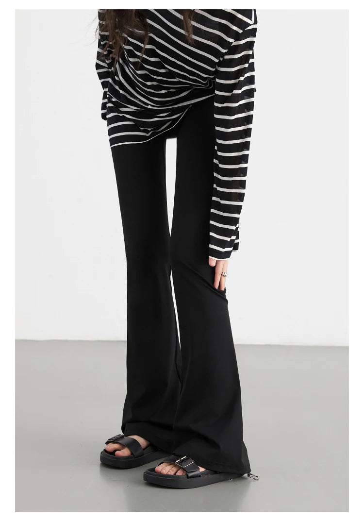 CHIC VEN Women Long Pants Slim New High Waisted Elastic Casual Pant Female Black Flared Trousers Yoga Clothing Autumn 2026