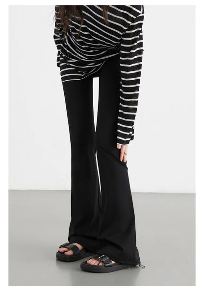 CHIC VEN Women Long Pants Slim New High Waisted Elastic Casual Pant Female Black Flared Trousers Yoga Clothing Autumn 2026