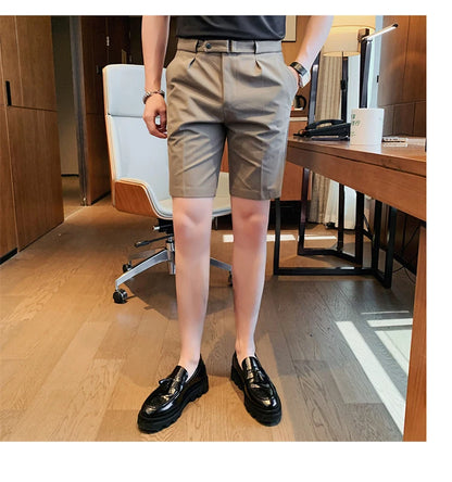 4 Color Summer British Style Suit Shorts 2023 Men Naples Business Casual Slim Fit Short Pant Fashion Slim Fit Solid Color Pants