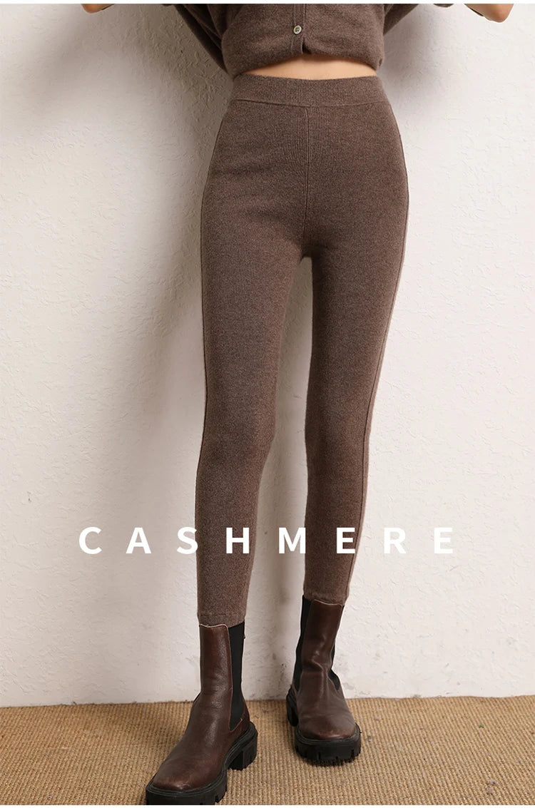 High Quality Women 100% Cashmere Legging Basic Soft elastic Pants Autumn Winter Cashmere Knitted Legging Trousers Warm Comfy