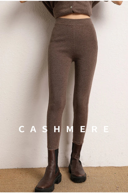 High Quality Women 100% Cashmere Legging Basic Soft elastic Pants Autumn Winter Cashmere Knitted Legging Trousers Warm Comfy