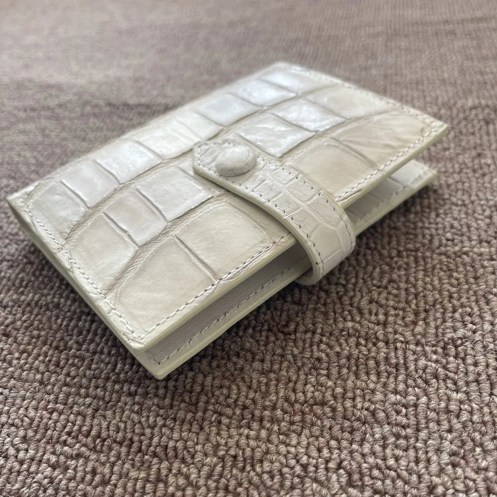 Himalayan white crocodile leather women's wallet authentic crocodile leather short women's wallet fashion design card bag