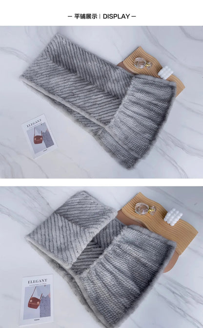 New mink woven women's scarf autumn and winter twill shawl warm herringbone scarfs fur Knitting high quality fishtail Scarves