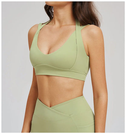 Solid Color Yoga Bra Women Sexy Gym Workout Crop Top Shockproof Sports Underwear Female Beautiful Back Sports Bra Fitness Top