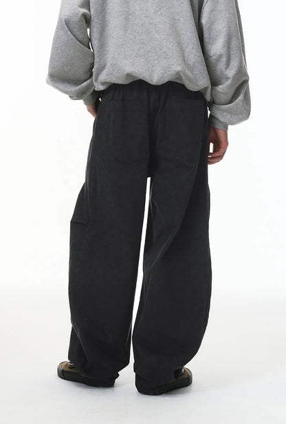 Custom LOGO men's clothing 98% cotton pleated tooling wide-leg pants autumn new loose casual men's trousers