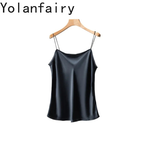 YOLANFAIRY 93% Real Mulberry Silk Camis Woman Clothing 2026 High Quality Silk Satin Tops Women's Tanks Top Sleeveless Basicwear