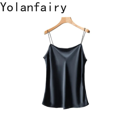 YOLANFAIRY 93% Real Mulberry Silk Camis Woman Clothing 2026 High Quality Silk Satin Tops Women's Tanks Top Sleeveless Basicwear