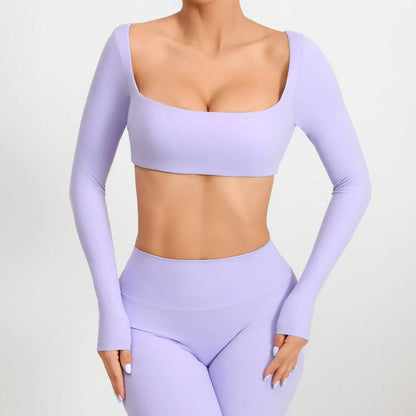 Women Yoga Shirts Crop Top Sexy Long Sleeves Shirts for Women Yoga Sports Fitness Sport Gym Clothes Running Push Up Workout Tops
