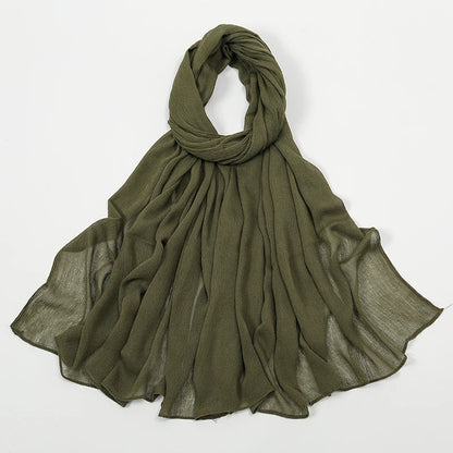 New Arrival Crinkle Rayon Hijab Women Muslim Scarf Shawls Solid Headscarf Wraps Big Size Plain Islamic Turban Headbands Foulard