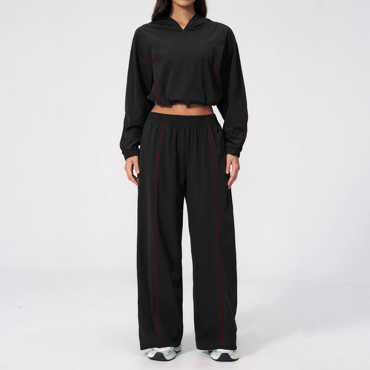 New Summer Sun Protection Set Yoga Set Women Two Piece Tracksuit Yoga Long Sleeved Wide-leg Pants Running Set Outdoor Sportswear