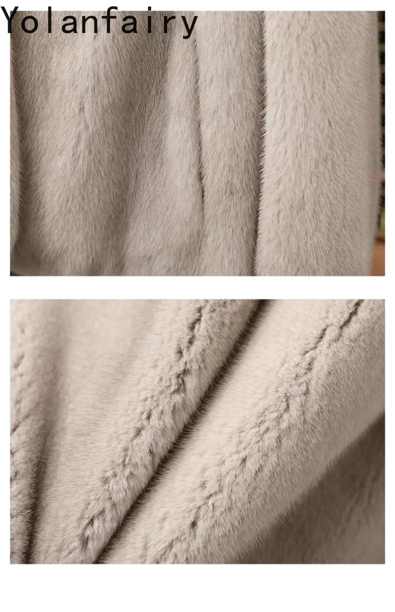 YOLANFAIRY Whole Mink Real Fur Coat Woman Luxury 2025 Winter Stand Collar Natural Mink Fur Jacket Short Black Fur Coats Casacos