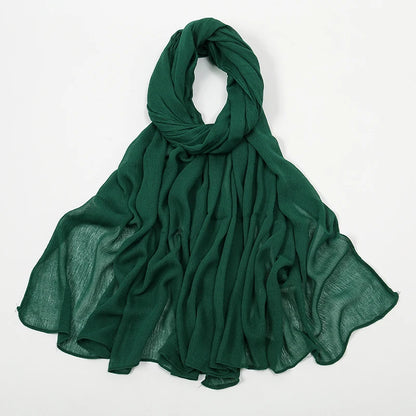 New Arrival Crinkle Rayon Hijab Women Muslim Scarf Shawls Solid Headscarf Wraps Big Size Plain Islamic Turban Headbands Foulard