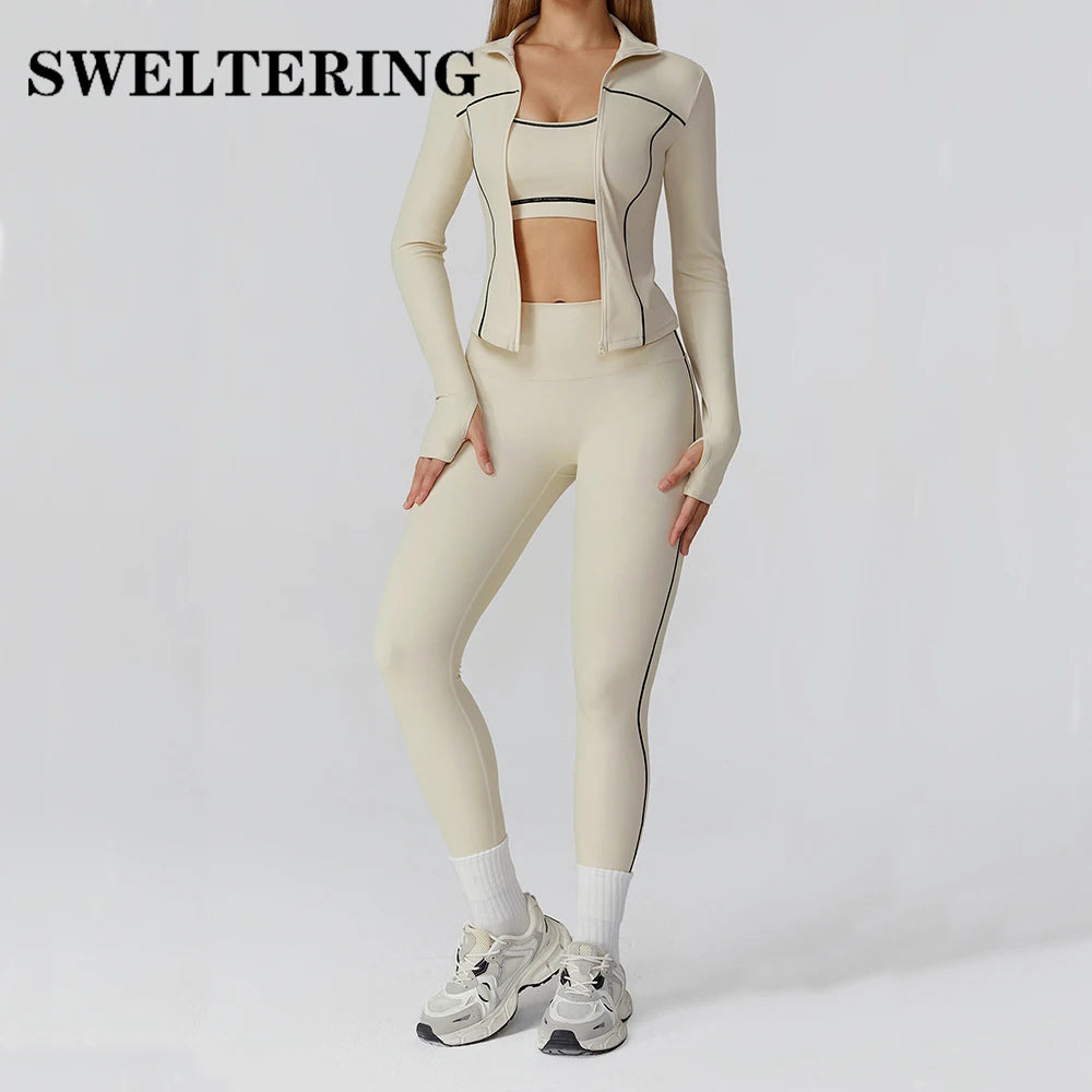 2/3PCS Yoga Suit Gym Fitness Set Women's Sports Running Workout Set Long Sleeve Sports Bra Female Athletic Wear Yoga Clothing