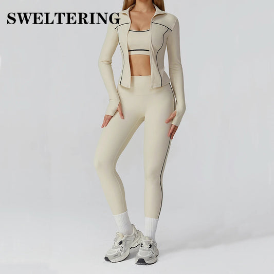 2/3PCS Yoga Suit Gym Fitness Set Women's Sports Running Workout Set Long Sleeve Sports Bra Female Athletic Wear Yoga Clothing