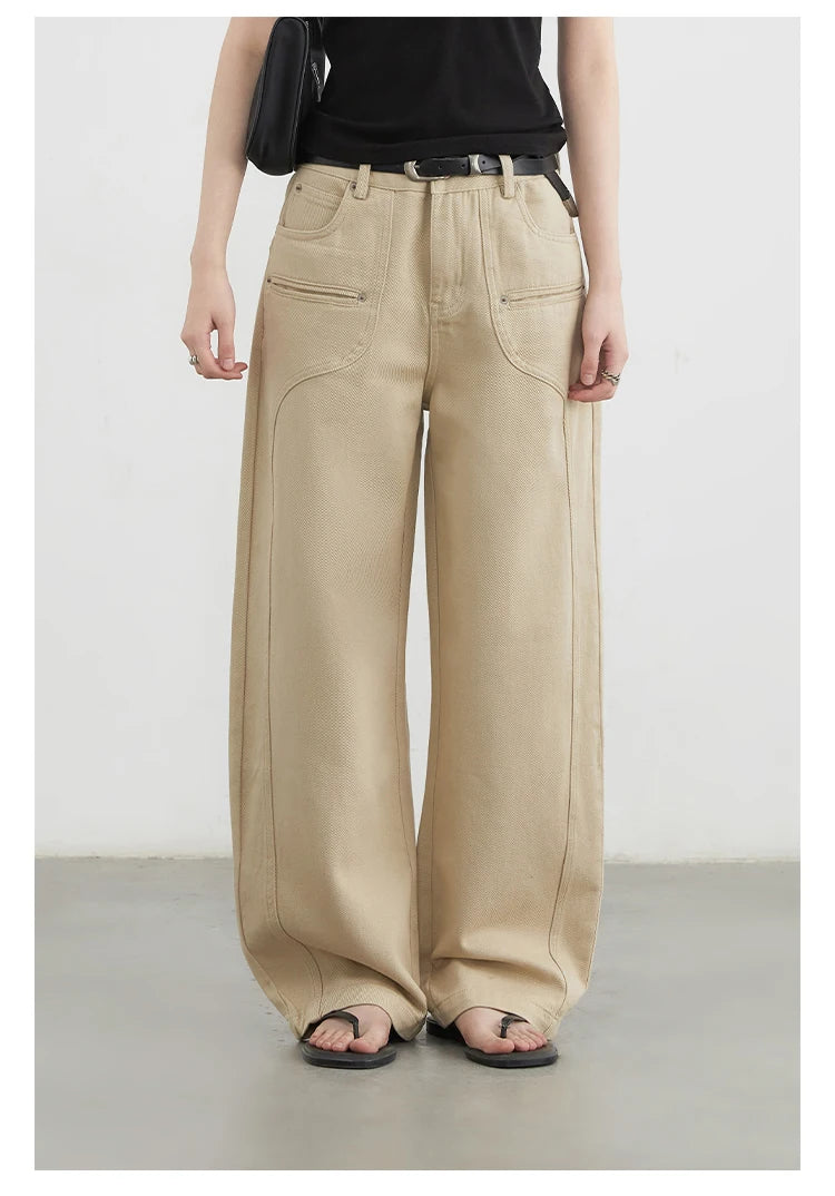 CHIC VEN Women Jeans Solid Loose Casual New Split Wide Leg Denim Pant Workwear Female Trousers Spring Autumn 2025