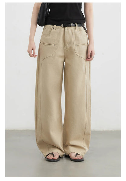 CHIC VEN Women Jeans Solid Loose Casual New Split Wide Leg Denim Pant Workwear Female Trousers Spring Autumn 2025