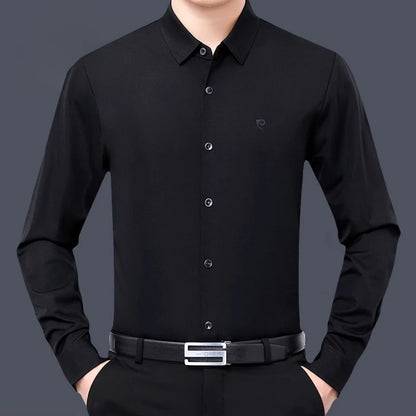 YOLANFAIRY 100% Mulberry Silk Long Sleeve Shirt Man Spring Autumn Casual Silk Mens Shirts Warm Male White Shirt chemises hommes