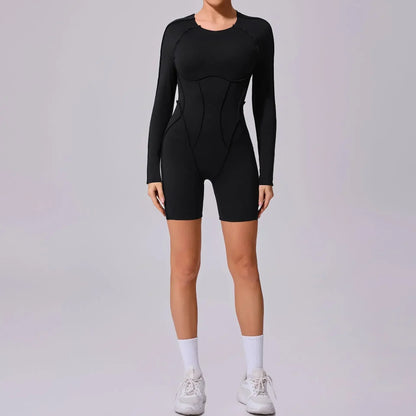 Seamless Yoga Jumpsuits Sports Fitness Splicing Hip-lifting One-Piece Hollow-out Beauty Back Gym Workout Bodysuits for Women