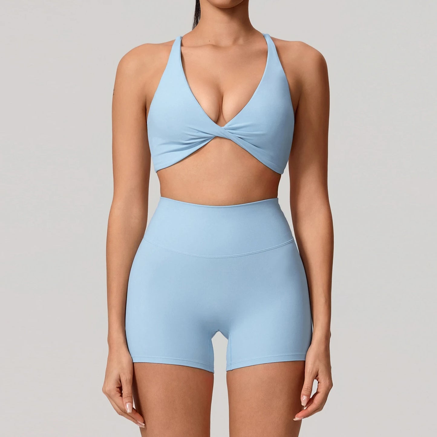 New Summer 2Pcs Women's Quick-Dry Sports Set V-Shaped Bra Female Sleeveless Yoga Outfit Gym Two-Piece Woman Sport Clothes
