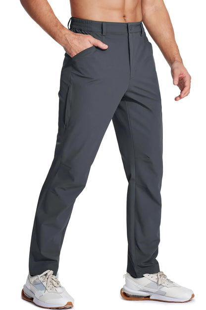 TACVASEN Hiking Straight Pants 5 Pockets Mens Lightweight Quick Dry Ripstop Trousers Waterproof Stretchy Pants Outdoor Fishing